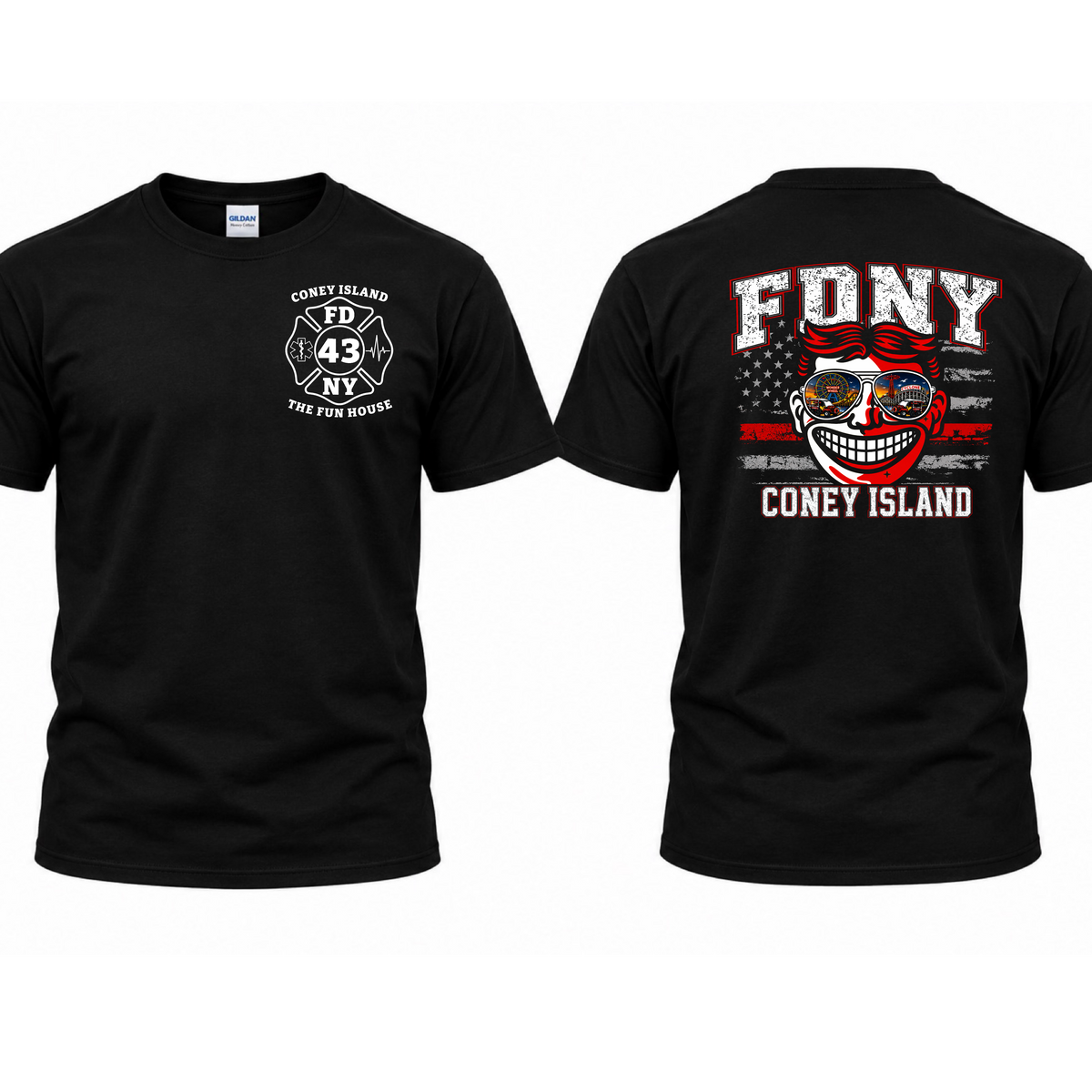 FDNY Coney Island 43 distressed flag t shirt