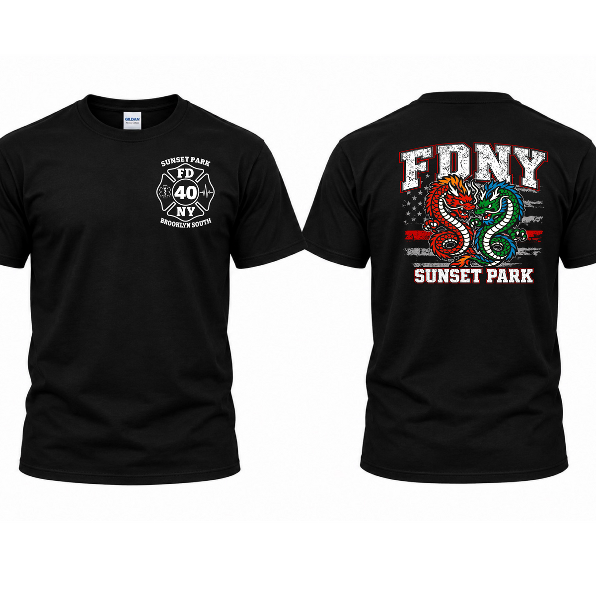 FDNY station 40 sunset park distressed flag t shirt