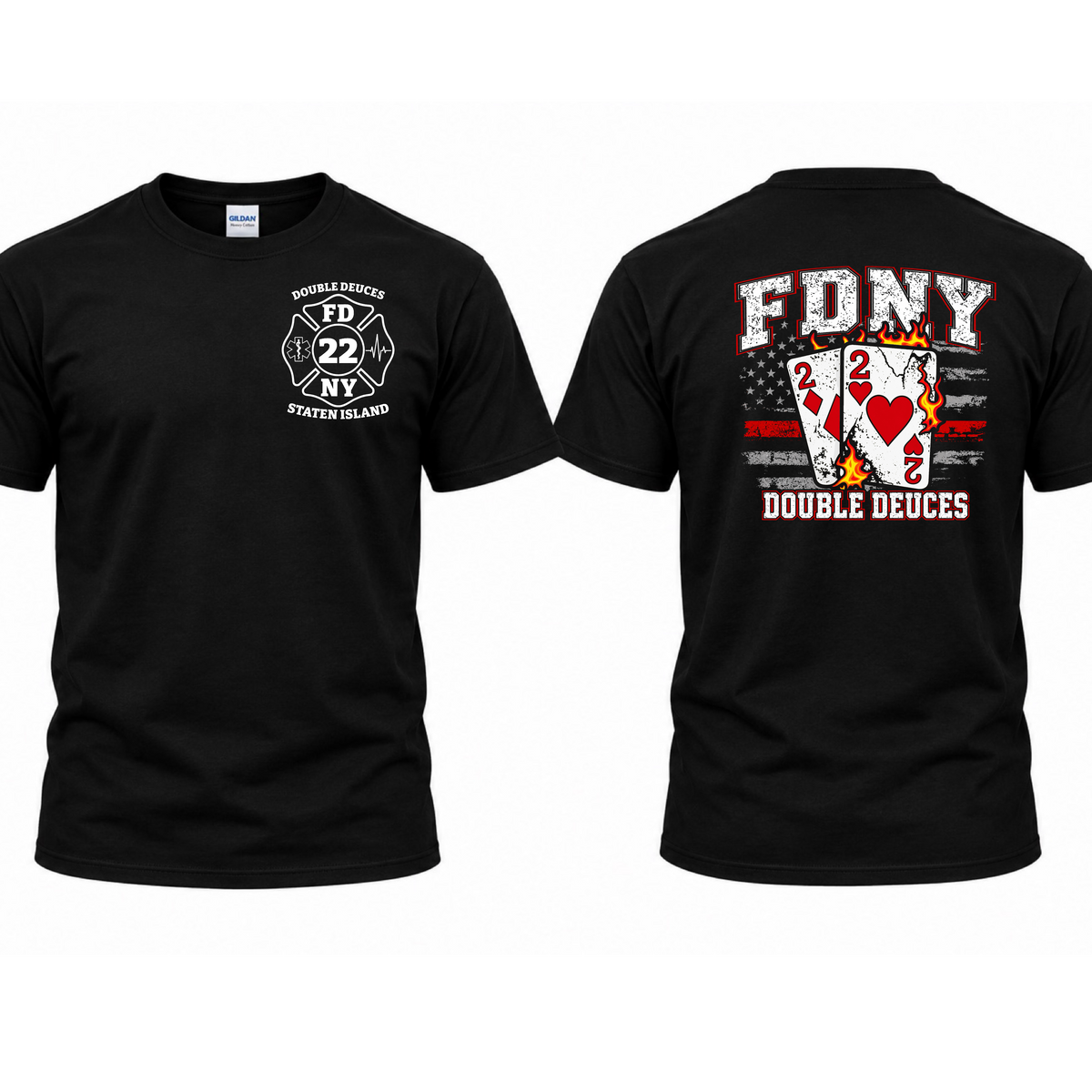 FDNY station 22 double deuces distressed flag t shirt