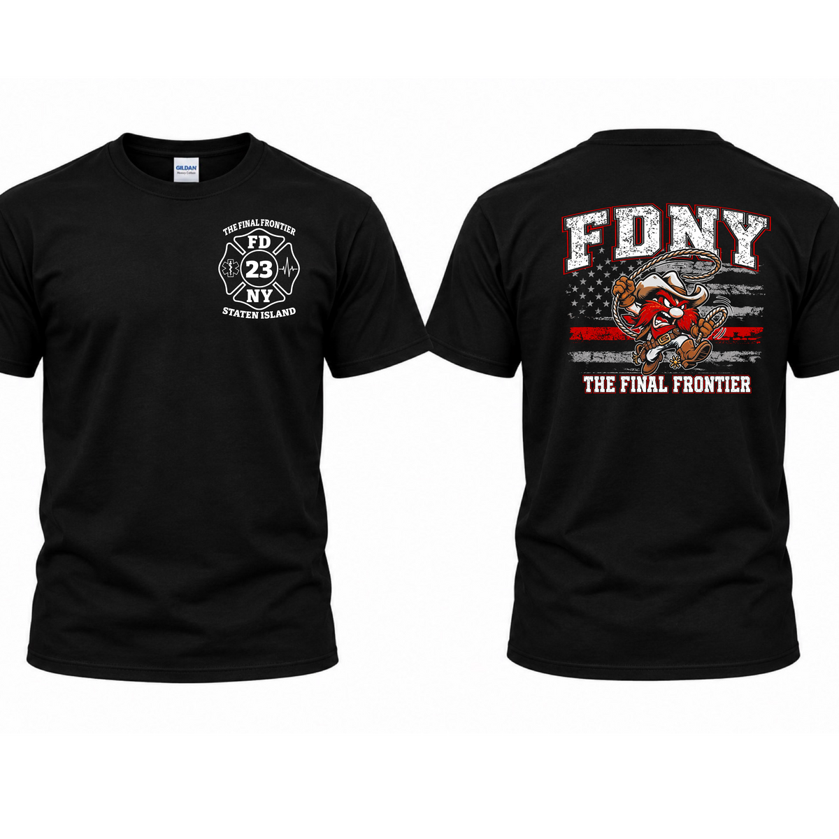 FDNY station 23 final frontier distressed flag T shirt