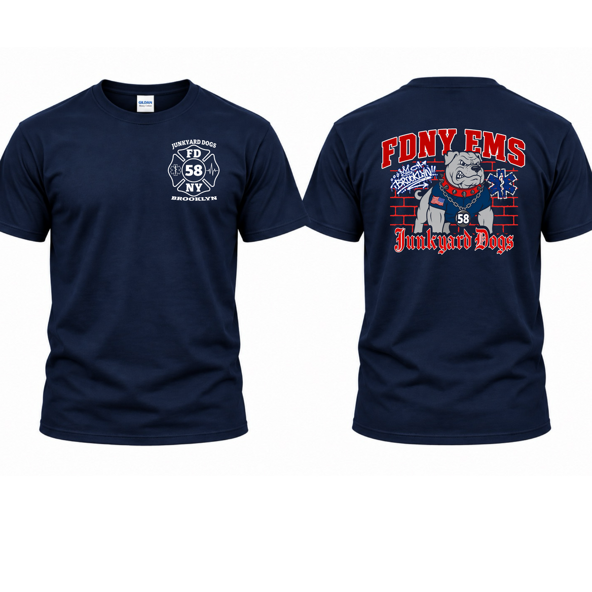 FDNY EMS station 58 graphic junkyard dogs t shirt